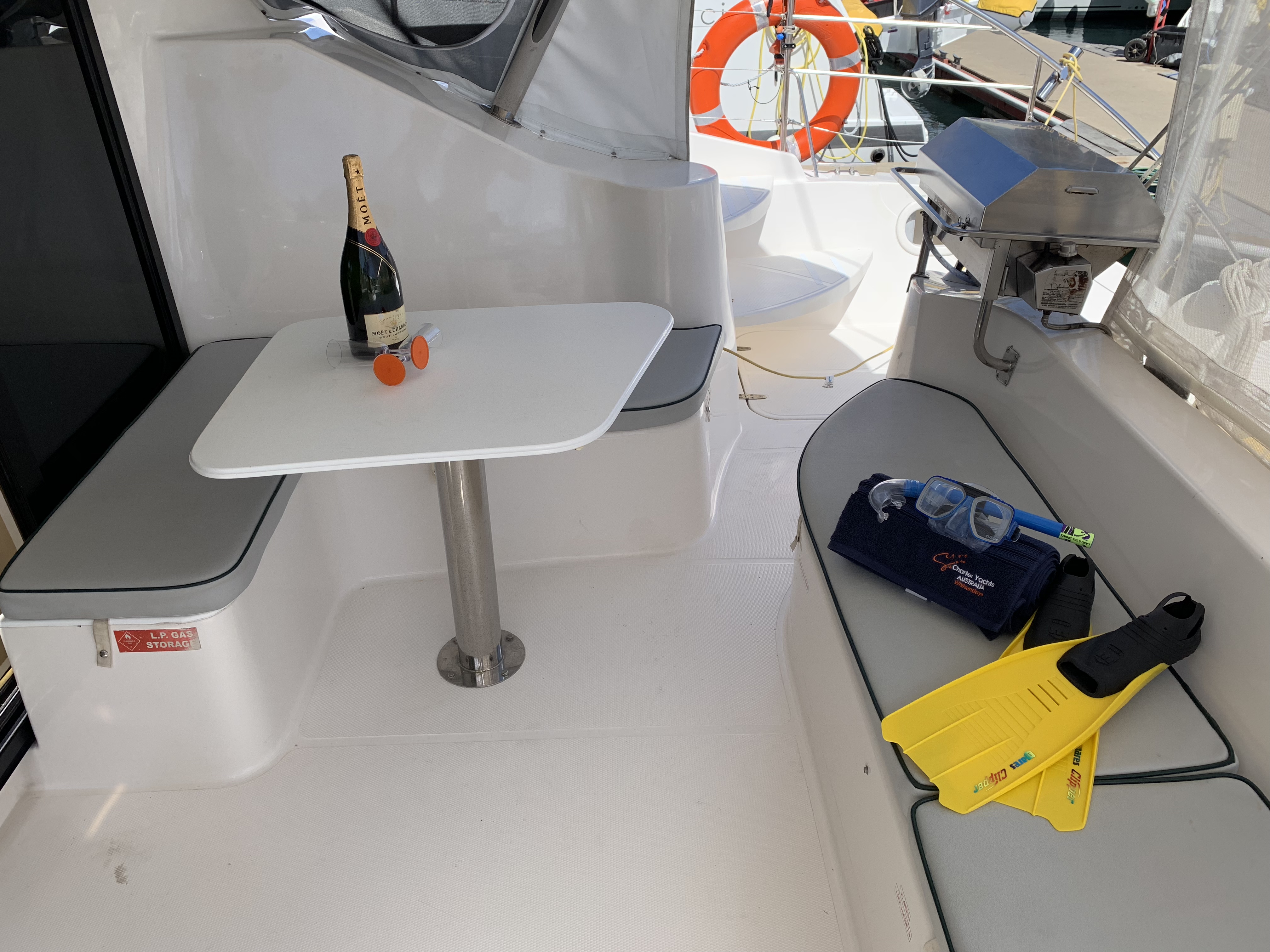 'Mischief' Lightwave 38 Sailing Catamaran Rear Deck with BBQ
