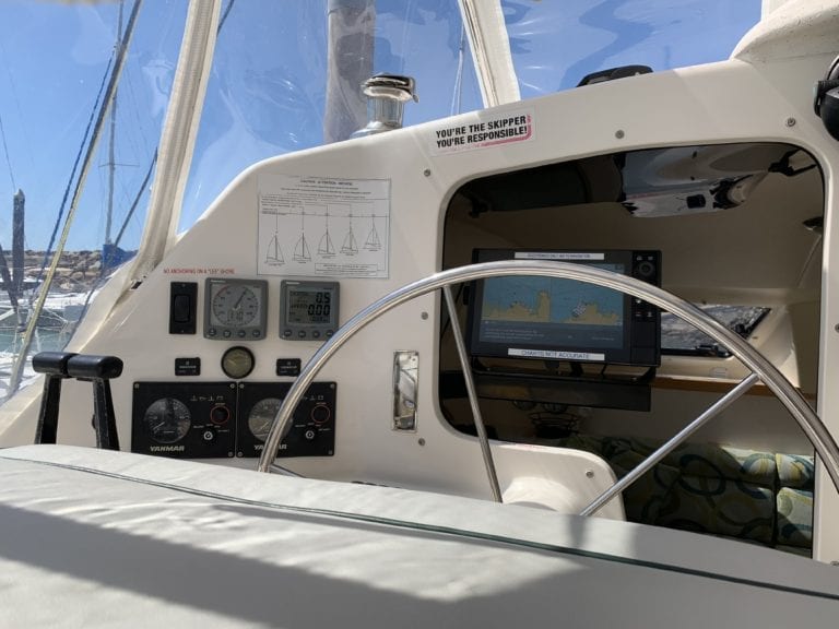 'Mischief' Lightwave 38 Sailing Catamaran Helm